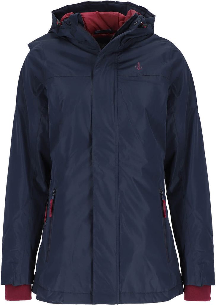 Leitfeuer Damen Funktionsjacke mit verstellbarer Kapuze - Outdoor-Jacke mit verschweißten Nähten in Dunkelblau Größe 40