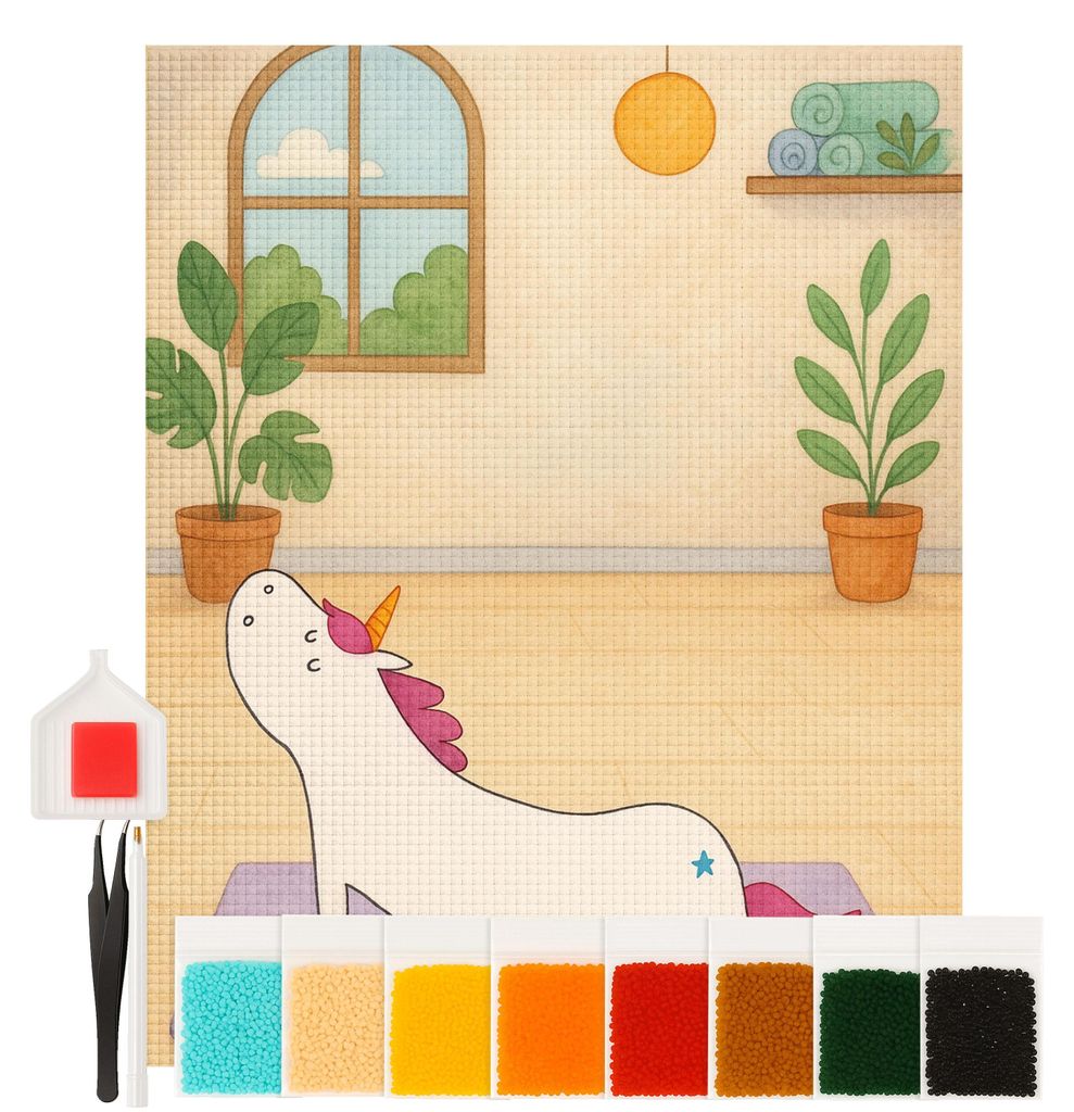 Mr. & Mrs. Panda Diamond Painting Einhorn Yoga Design 40 x 50 cm Ohne Rahmen - Weiß - Geschenk, art, Sport, Joga, Unicorn, diamant set, bilder, Ei...