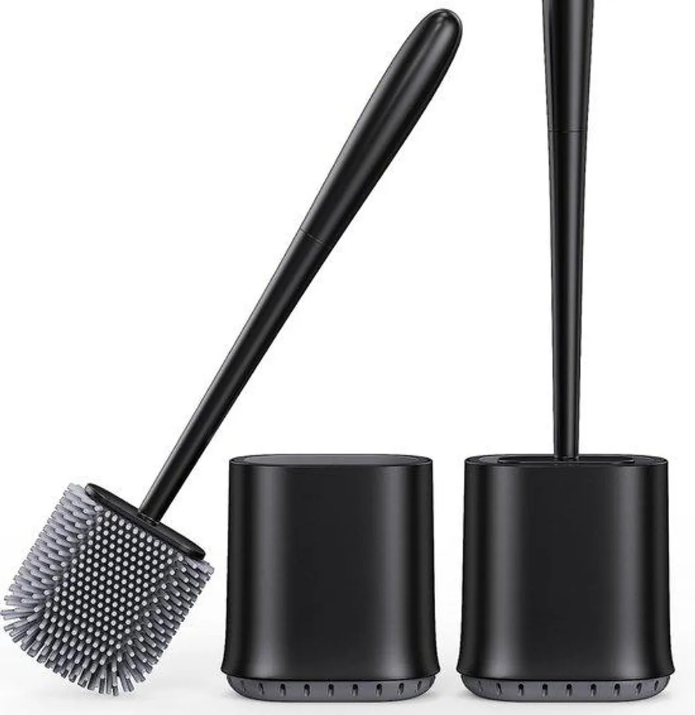 Brosse de toilettes silicone flexible avec fixation murale sans perçage