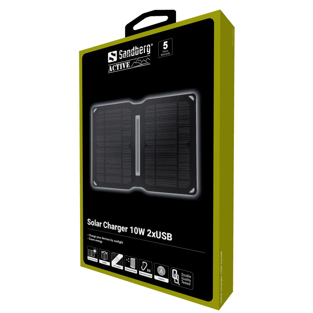 Sandberg Chargeur Solaire 10W 2xUSB - Panneau Photovoltaïque Mobile
