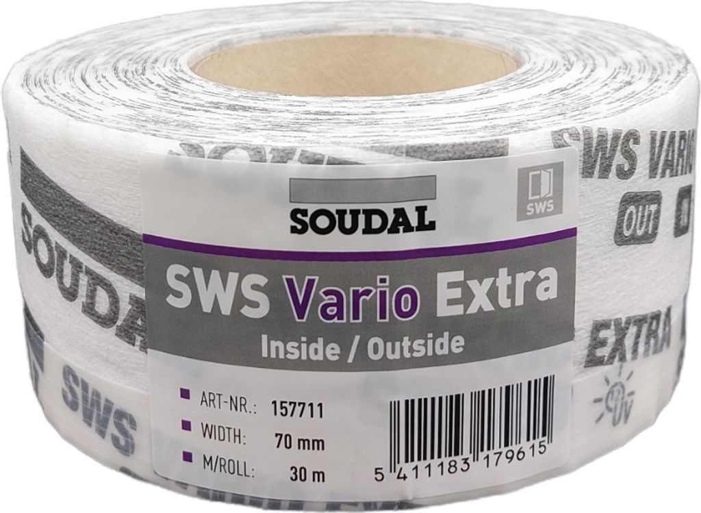 SOUDAL Fensteranschlussband SWS Vario Extra für Innen u Außen selbstklebend 70mm, 30m Rolle