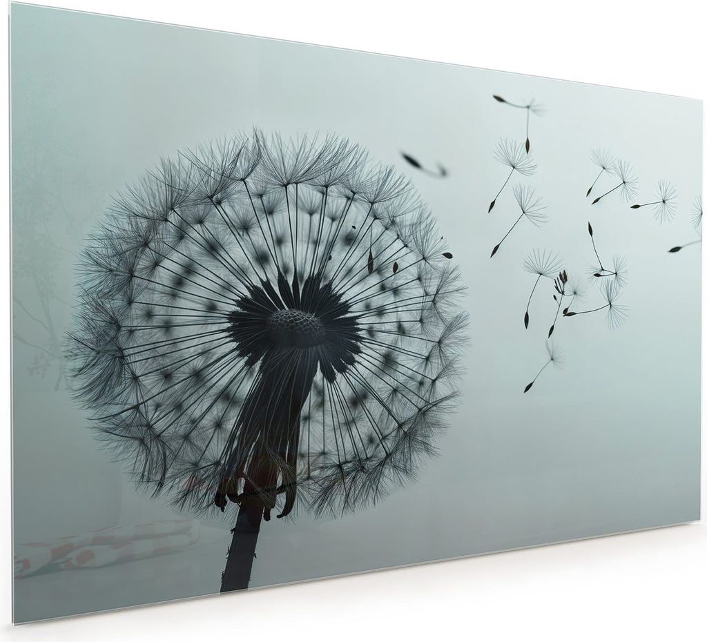 Küchenrückwand Spritzschutz Glas mit Motiv Pusteblume im Wind 40 x 40 cm
