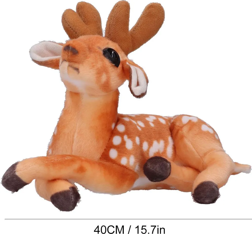 Peluche cerf Sika 50 cm - Décoration de jardin réaliste en tissu doux