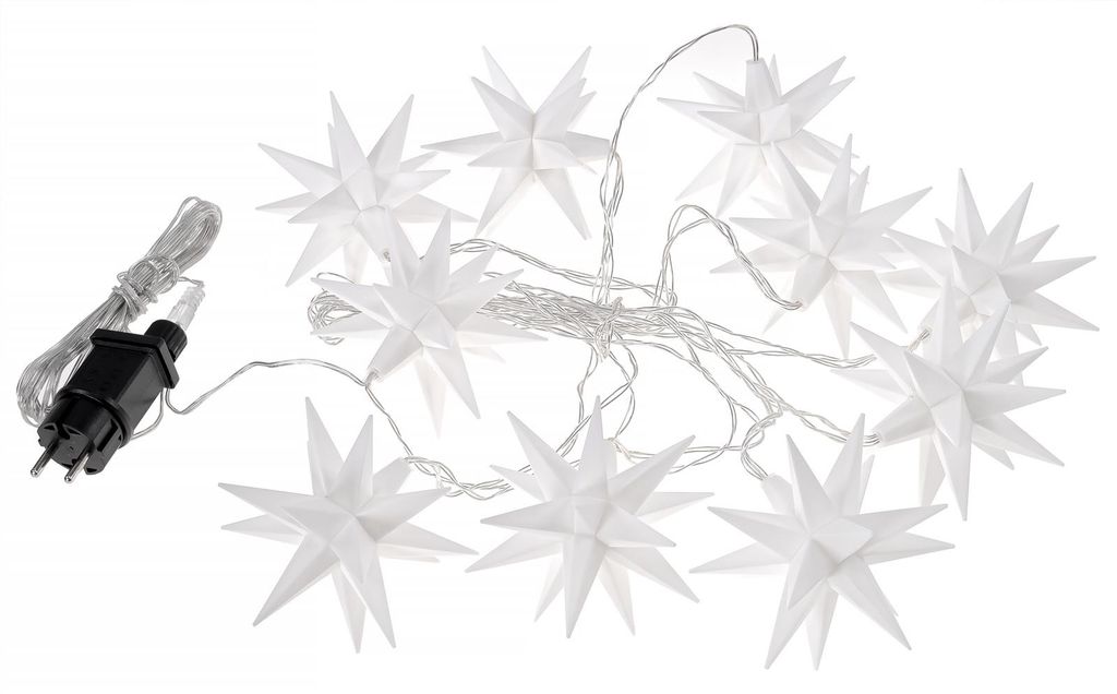 3D Leuchtstern Lichterkette mit 10 LED-Sternen, ca. 6,75m + Produktbild 