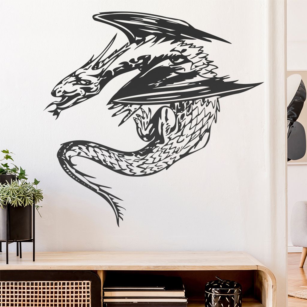 Drachenhort Wandtattoo in 6 Größen - Wandaufkleber Wall Sticker - Dekoration, Küche, Wohnzimmer, Schlafzimmer, Badezimmer