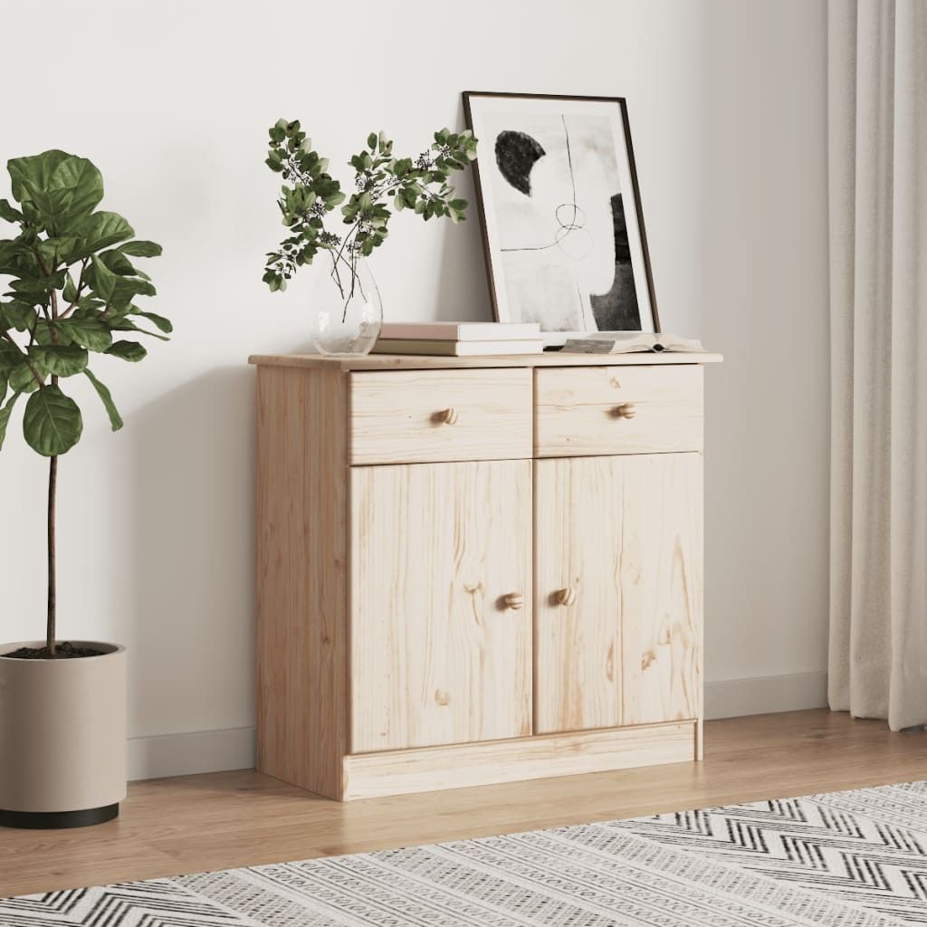 "Rabatt" Mehrzweckschrank/Vitrine/Sideboard - Modernes Design - ALTA 77x35x73 cm Massivholz Kiefer - Kommoden CC16197
