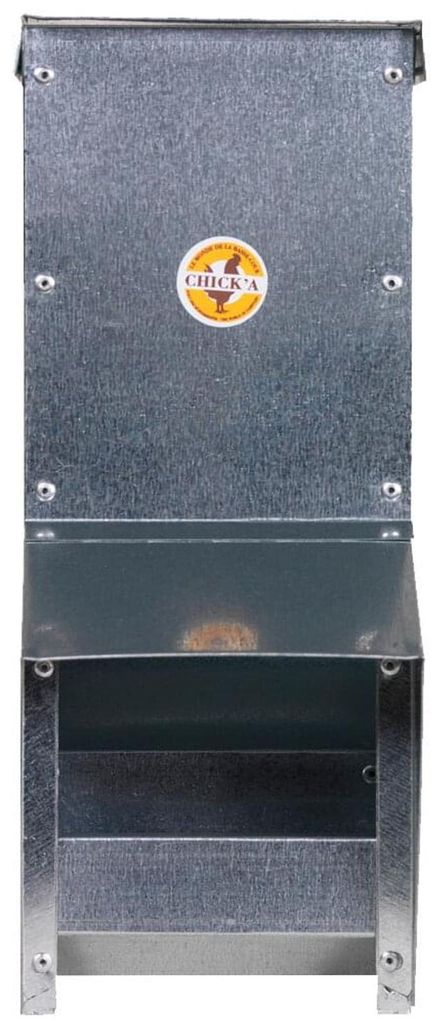 Geflügelfutterautomat mit Regenschutz | verzinkter Stahl (18 L)