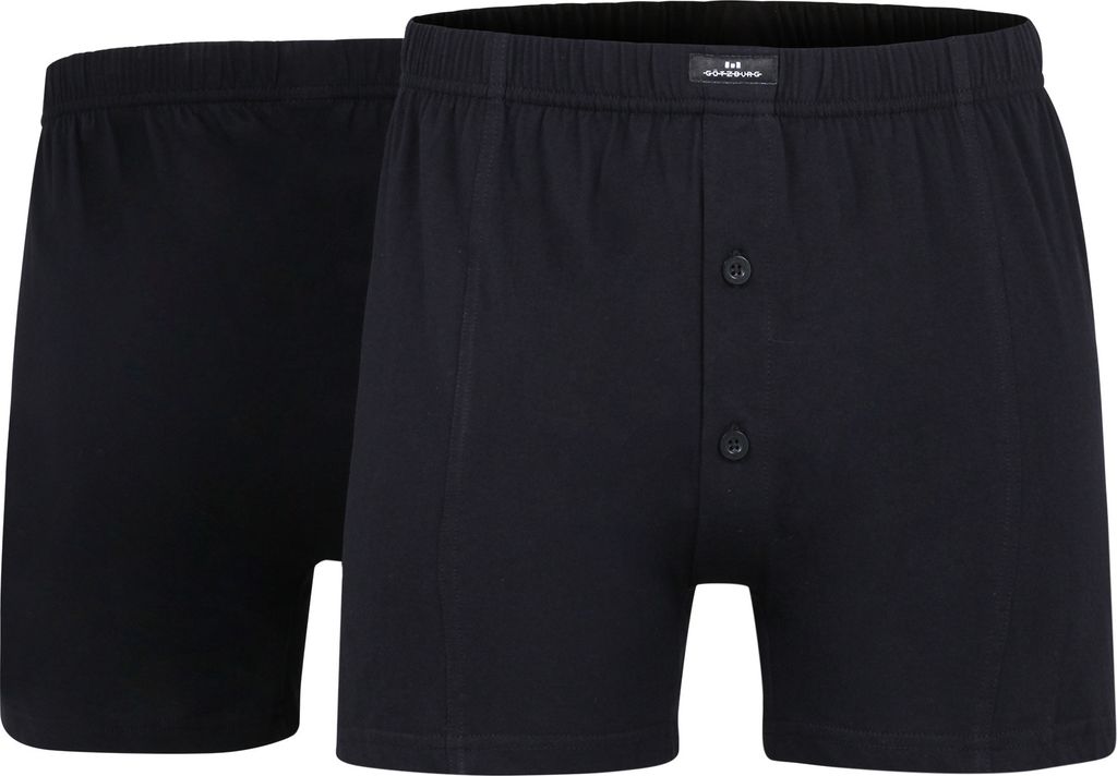 GÖTZBURG Herren Boxershort, Unterhose, Shorts - Baumwolle, Single Jersey, schwarz, uni, mit Eingriff, 2er Pack Größe: 2XL