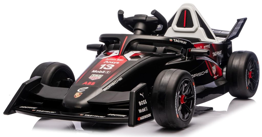 Elektro Kinderfahrzeug Formel Rennwagen Bolide auf Akku 12V 4,5Ah Porsche Design Quad Kinderauto mit MP3 Fernbedienung Hupe Schwarz Sun Baby