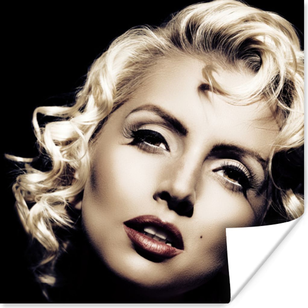MuchoWow Poster Frau - Locken - Lippenstift 100x100 cm - Babyzimmer