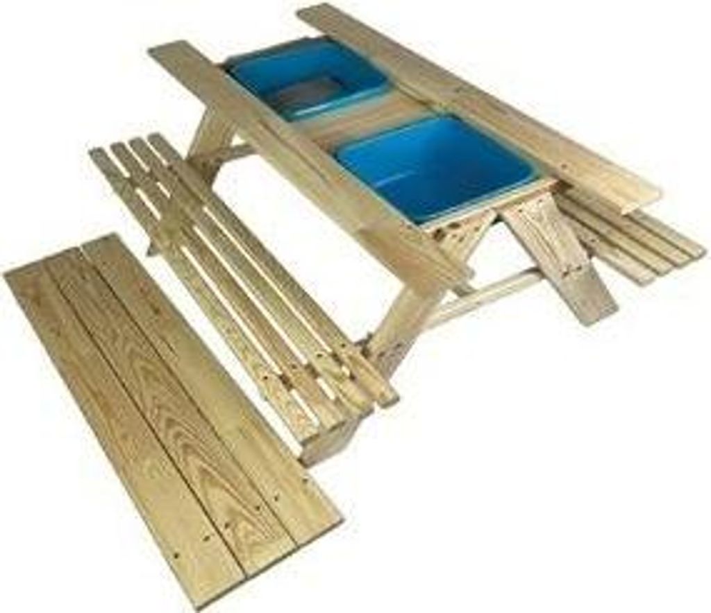Ensemble de jardin en bois table + 2 bancs Image du produit 