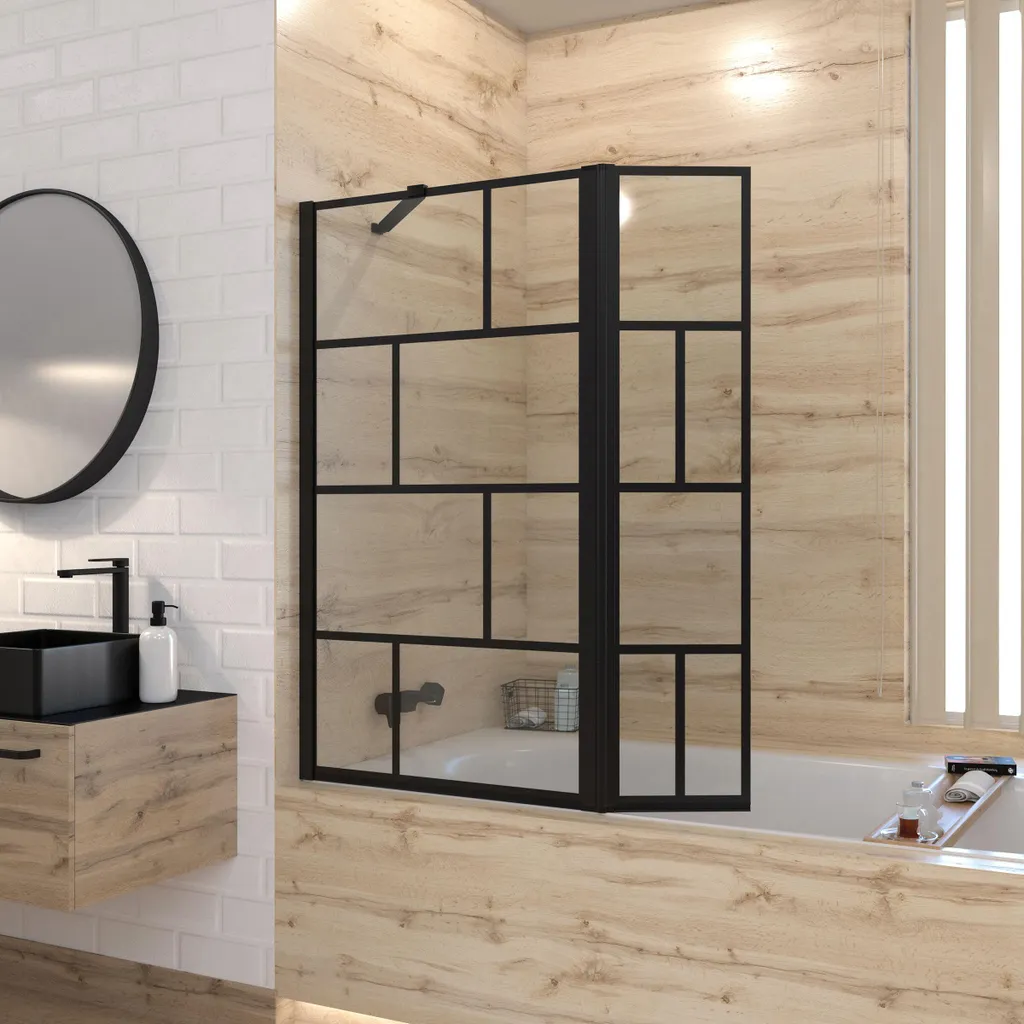 Écran de baignoire avec volet mobile profilé noir mat Urban - 2