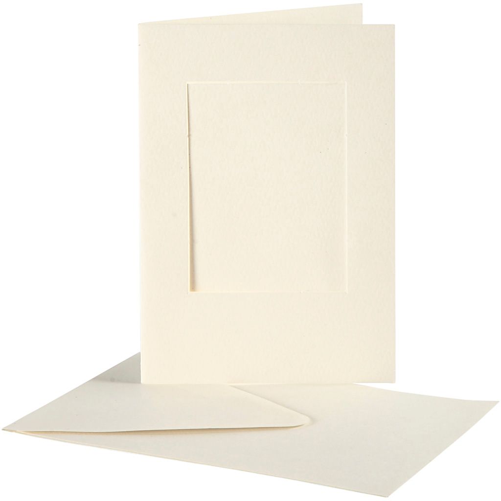 Passepartoutkarten der Firma Creativ, rechteckig, Kartengröße 10,5 x 15 cm, Umschlaggröße 11,5 x 16,5 cm, gebrochenes Weiß, 10er-Set 1 Box