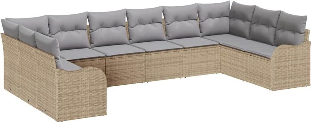 "WINTER SALE" Gartensofa-set - elegantes Design - Sitzgruppe mit Sofa, Tisch - 10 pcs Beige und Hellgrau Poly-Rattan - Terassenmöbel NeuMöbel654686
