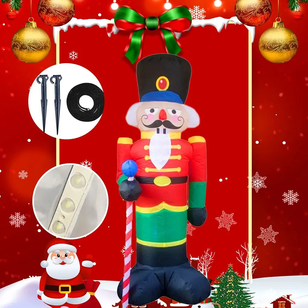 Soldat de Noël gonflable 240cm stable et rapide à monter Casse-Noisette