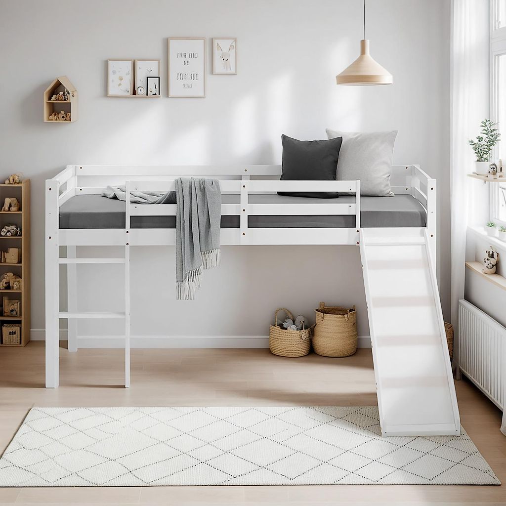 Homestyle4u Podkrovná posteľ so šmykľavkou Poschodová Obrázok produktu 