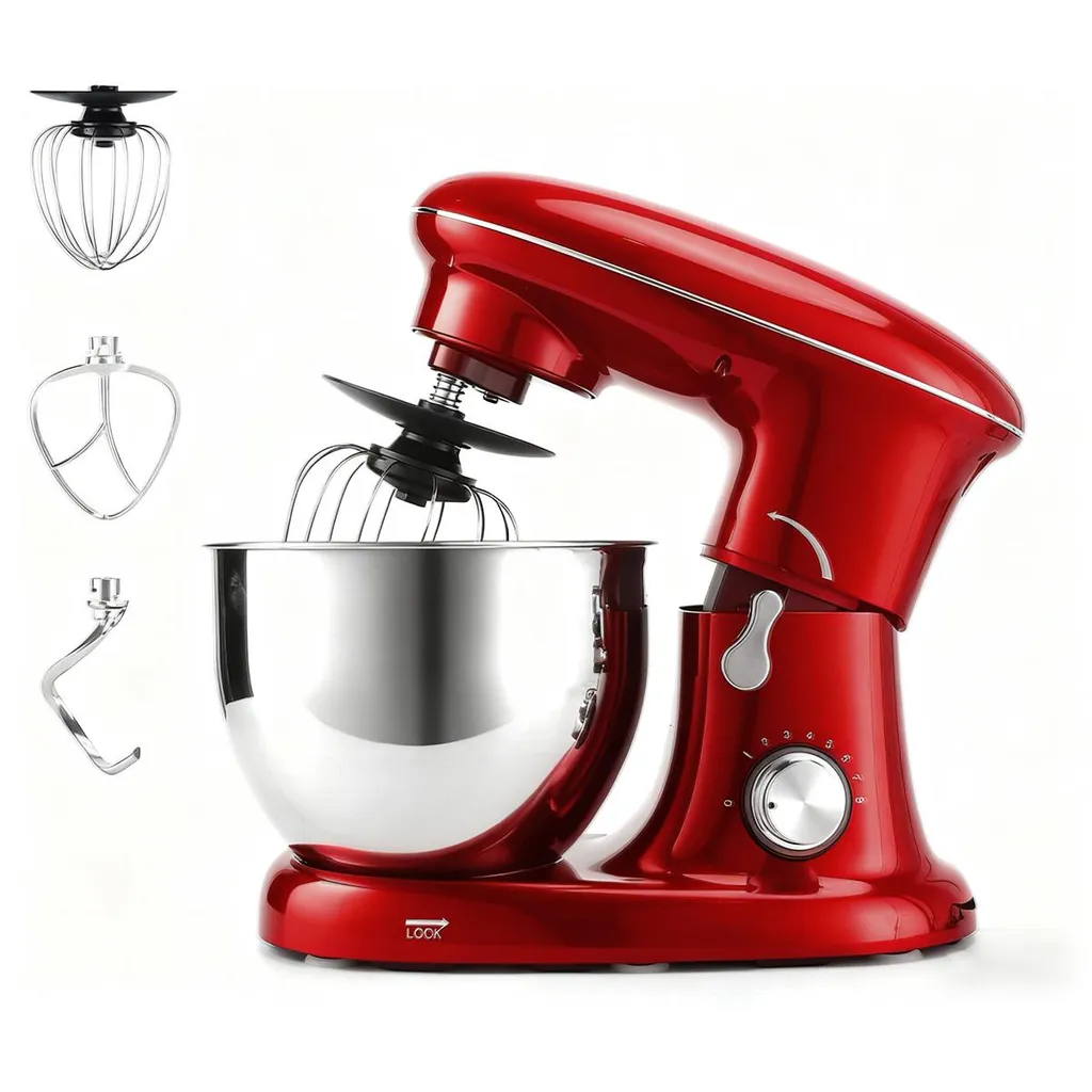 Robot pâtissier ZMH 1400W en acier inoxydable rouge de 5L