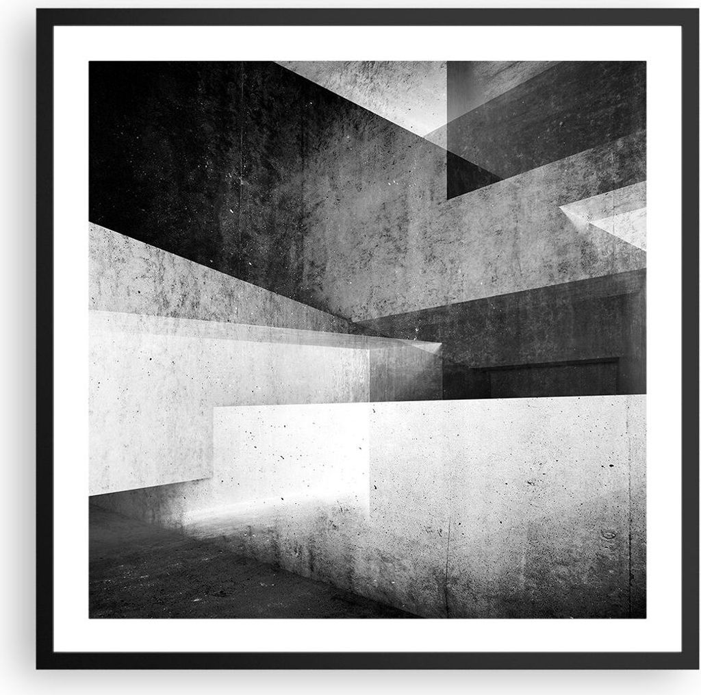 Gerahmtes Poster - Schwarzer Rahmen - Dreidimensional Illusion optisch - 60x60 cm - Wand Bild - Wanddeko - Wandbilder - Kunstposter - Wandposter - ...