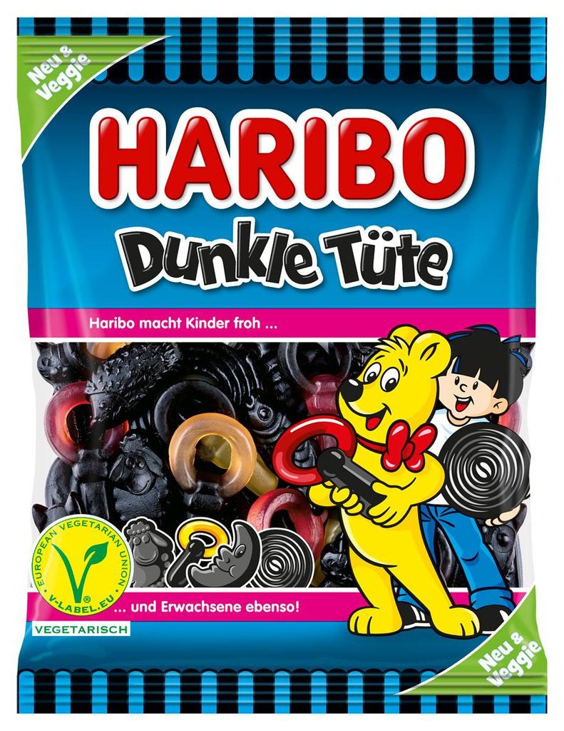 Haribo tmavý kornout veggie mix lékořice částečná ovocná Obrázek produktu 