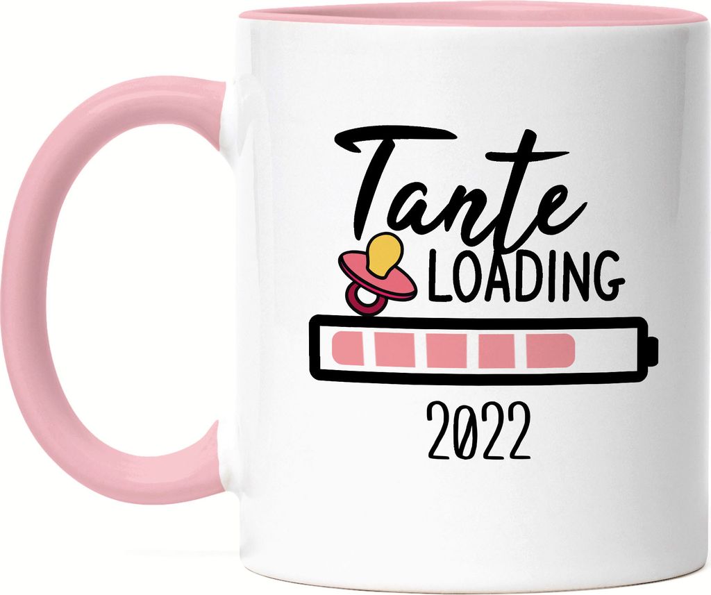 Tante Loading 2022 Tasse Rosa für werdende Tanten zur Produktbild 
