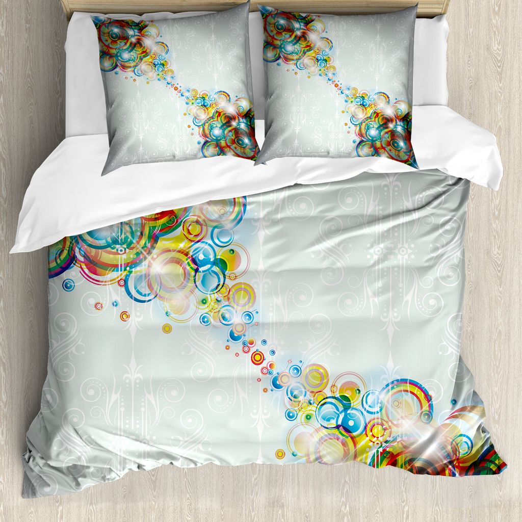 ABAKUHAUS Abstrakt Bettbezug, Moderne Regenbogen-Wellen, Milbensicher Allergiker geeignet mit Kissenbezügen, 155 cm x 220 cm - 80 x 80 cm, Mehrfarbig