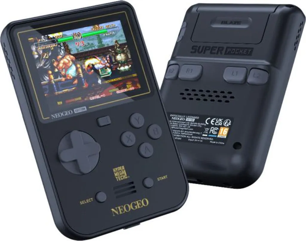 Console HyperMegaTech Super Pocket NEOGEO Edition Noire Écran 2.8 Pouces