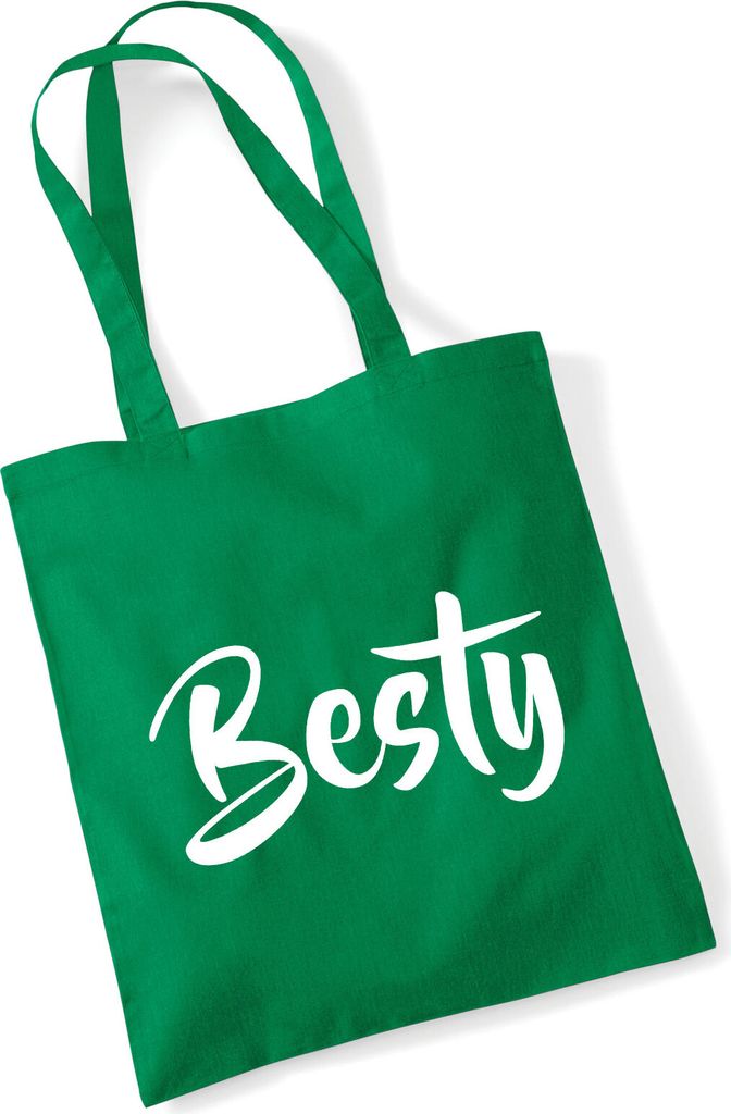 Huuraa Jutebeutel Besty Bestie 10 Liter Kelly Green Baumwolle Tasche Geschenkidee