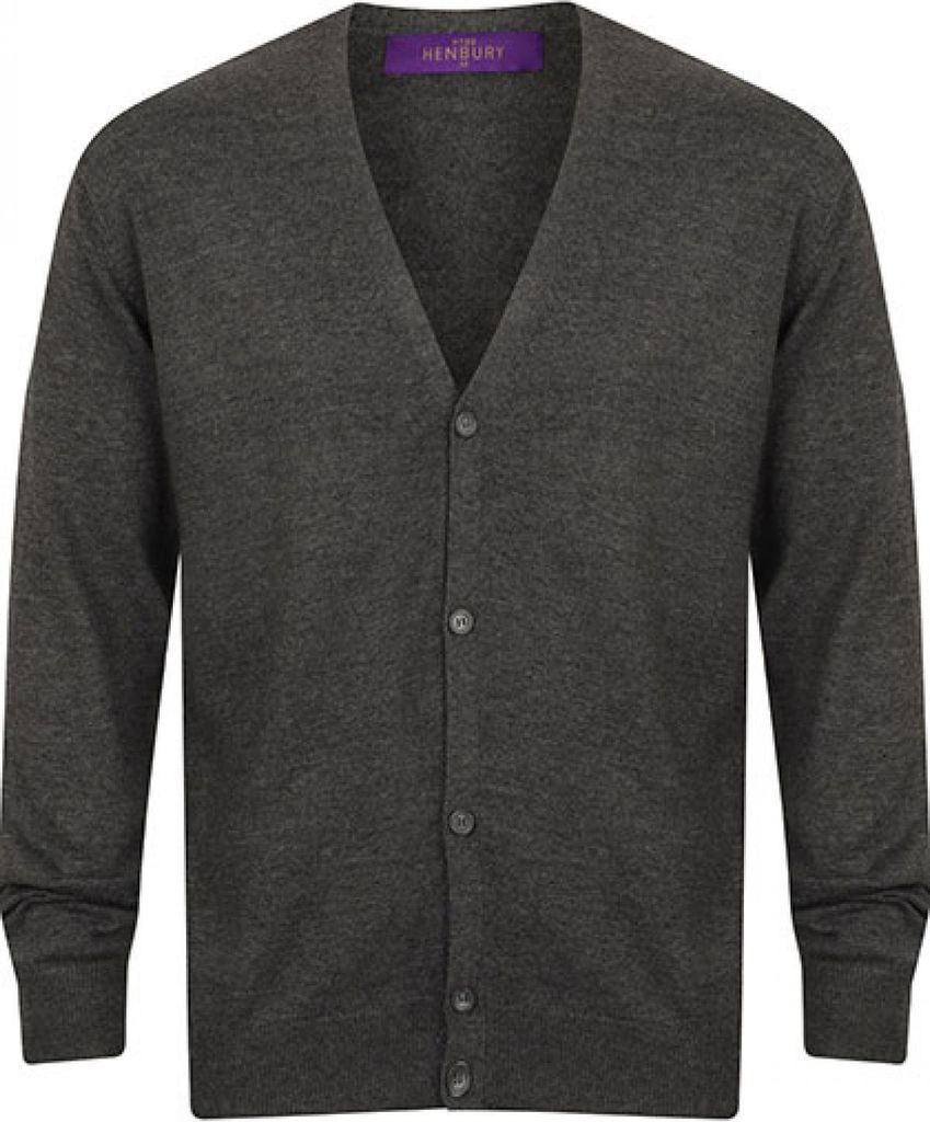 Henbury H722 | MenŽs V Button Cardigan - Farbe: Grey Marl - Größe: S