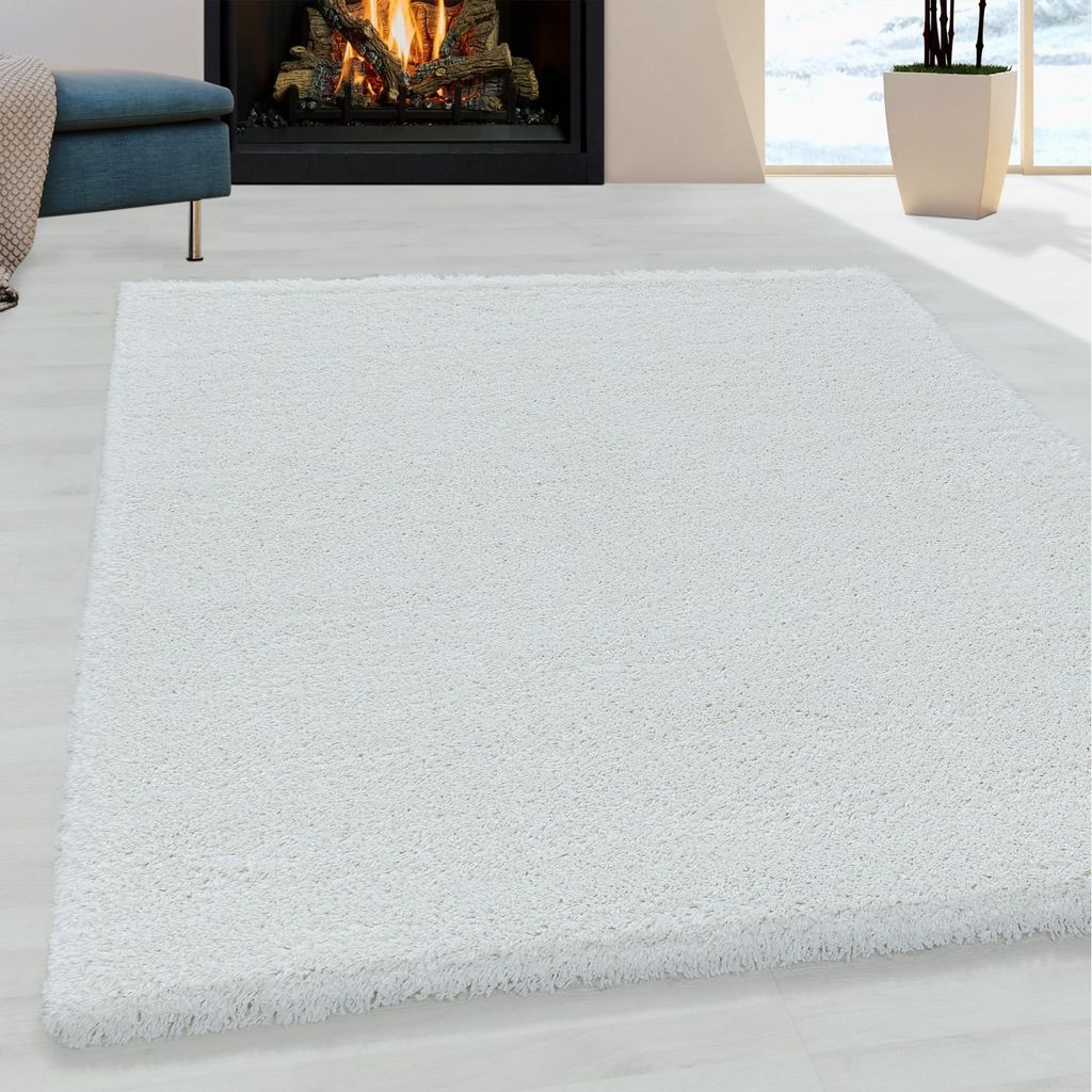 Flauschiger Wohnzimmerteppich, angenehm weicher Schlafzimmerteppich, Weiß 60 x 110 cm