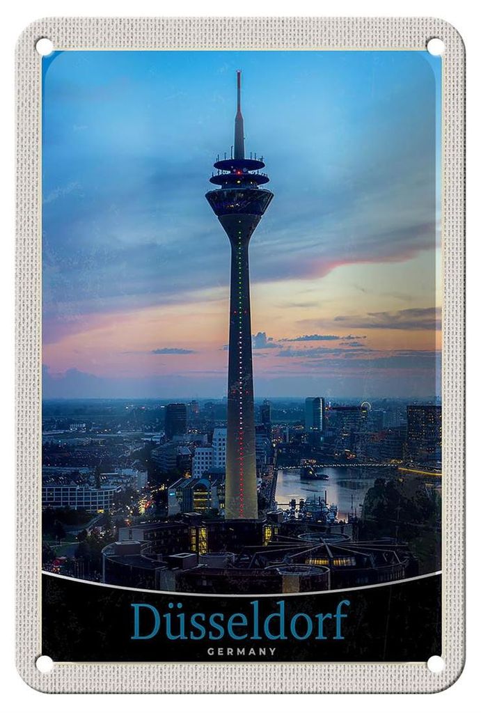 Blechschild Reise 12x18cm Düsseldorf Fernsehturm Ausblick Produktbild 