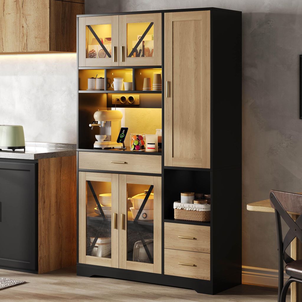 Armoire de cuisine Flieks avec éclairage LED et prises Image du produit 