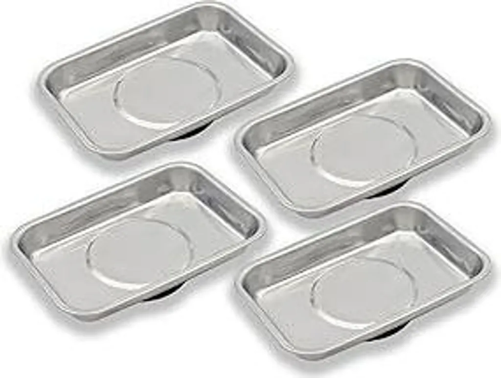 Set 4 Vassoi Magnetici 95x65mm Acciaio Inox Porta Viti Professionale