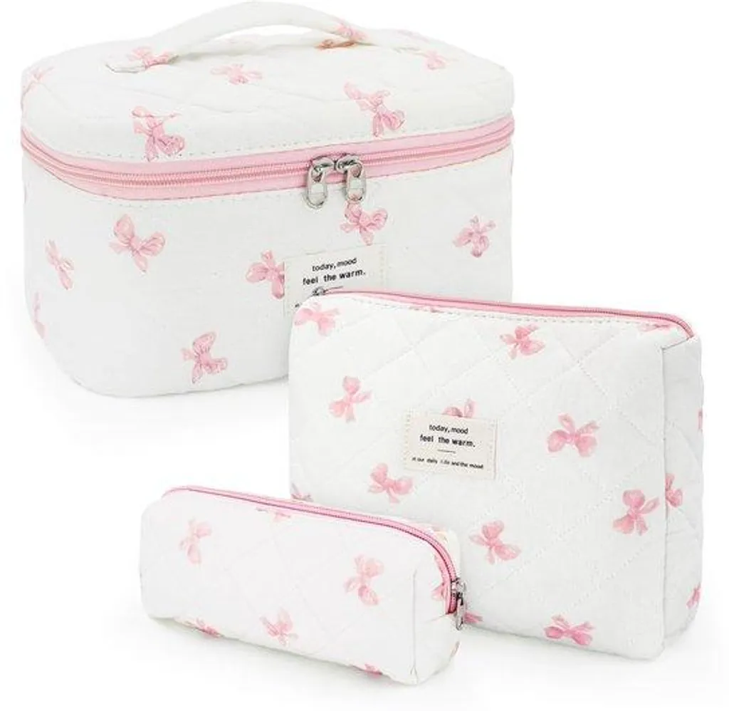 Lot de 3 trousses de maquillage à fleurs pour voyage et quotidien