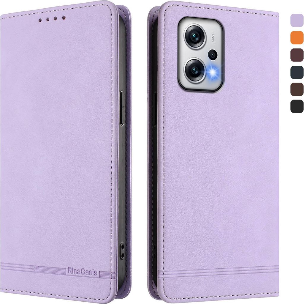 Hülle für Xiaomi Poco X4 GT/Redmi Note 12T Pro, Retro Kunstleder Ständer Klapphülle mit Kartenfächer und Magnetische Violett