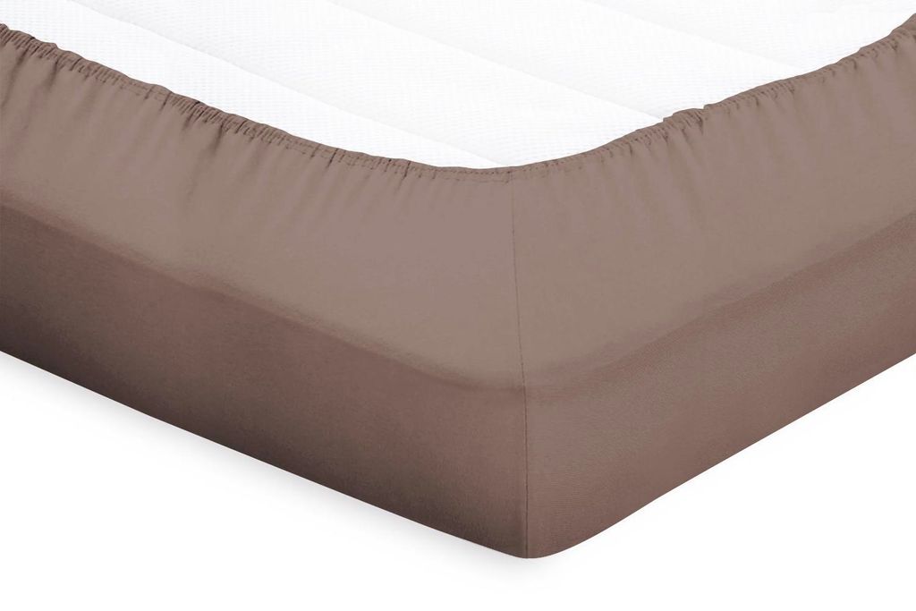 Eleganzzz Topper-Spannbetttuch Perkal – Taupe – 180x210/220 – speziell für Matratzentopper