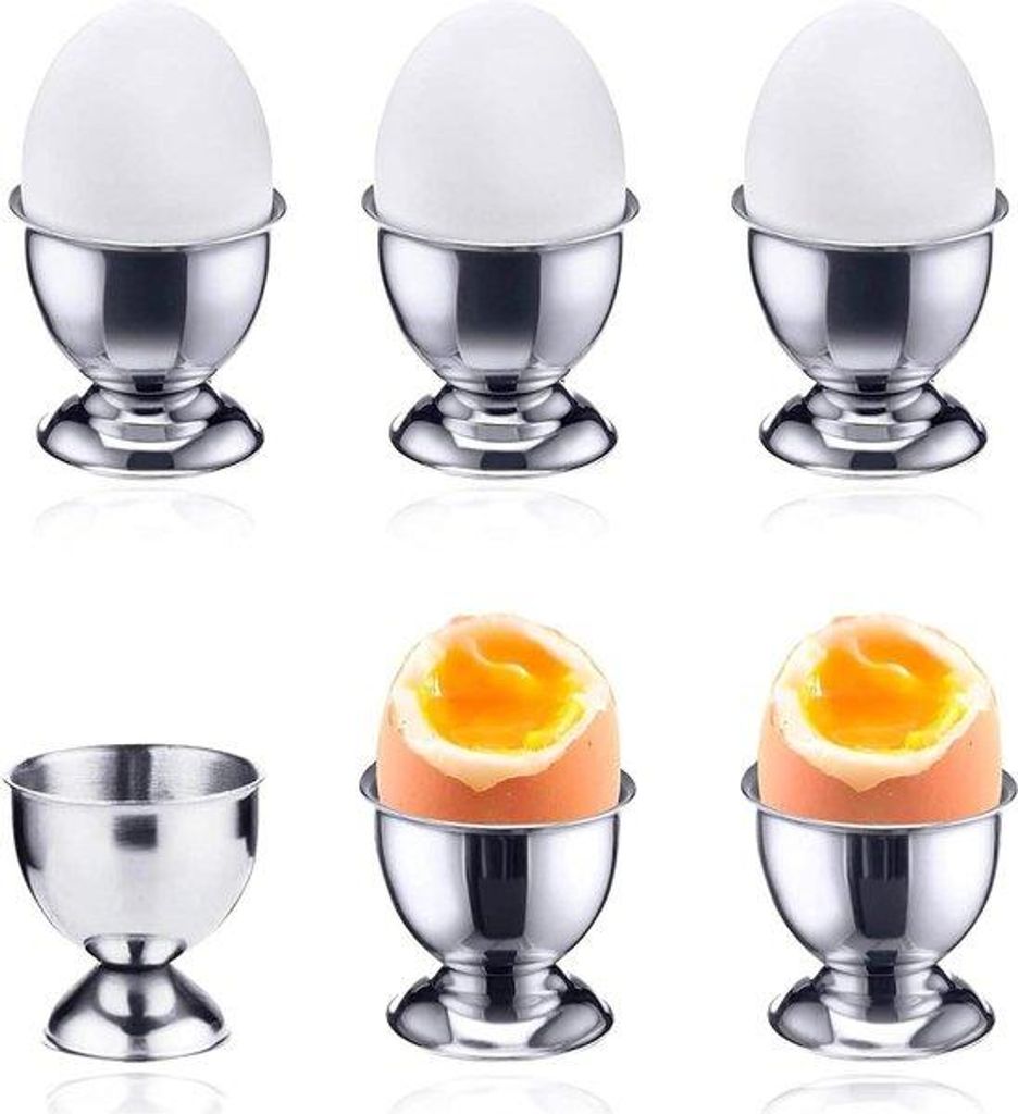 Edelstahl Eierbecher 6er Set Frühstück Eierhalter klein