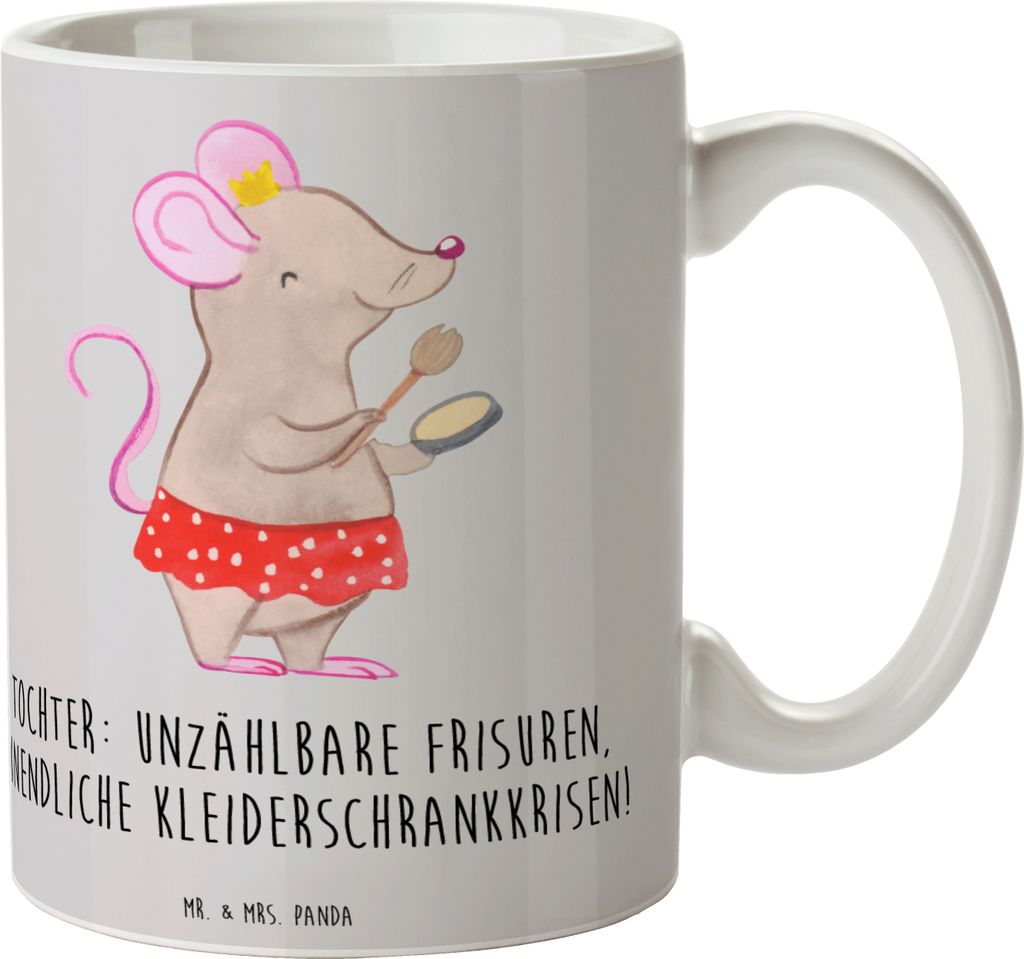 Mr. & Mrs. Panda Kaffeebecher Tochter Mode - Grau Pastell - Produktbild 