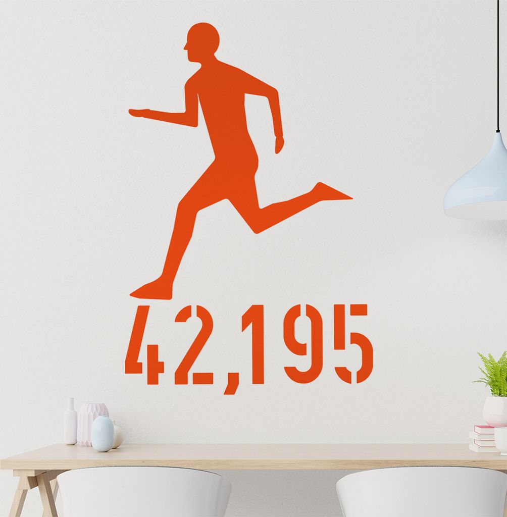 42,195 run Läufer Wandtattoo in 6 Größen - Wandaufkleber Wall Sticker - Dekoration, Küche, Wohnzimmer, Schlafzimmer, Badezimmer