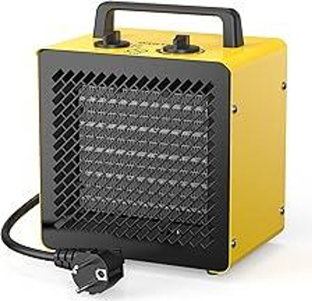 DAHTEC Keramik Heizlüfter 3000 Watt Klein Heizstrahler Bauheizer Bautrockner mit Thermostat & 3 Heizstufen Heizgebläse für Bad, Tisch und Innenb...