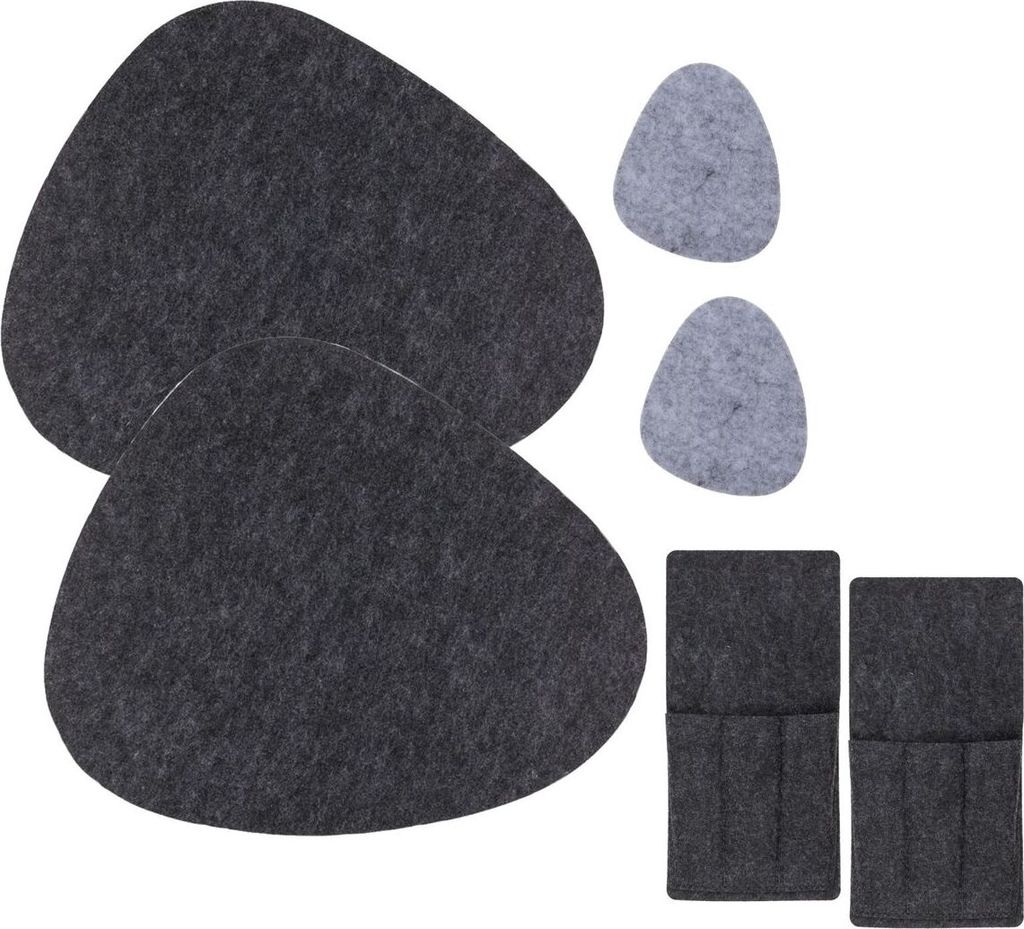 Tischset Kieselstein in grau und/oder anthrazit 3, 6.12tlg. aus Filz Platzset , als Set:Duo Anthrazit-Grau
