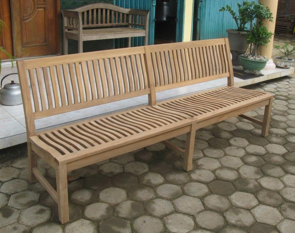 Stabile XXL Gartenbank Kingsbury in Premium Teak ohne Armlehne 220 cm