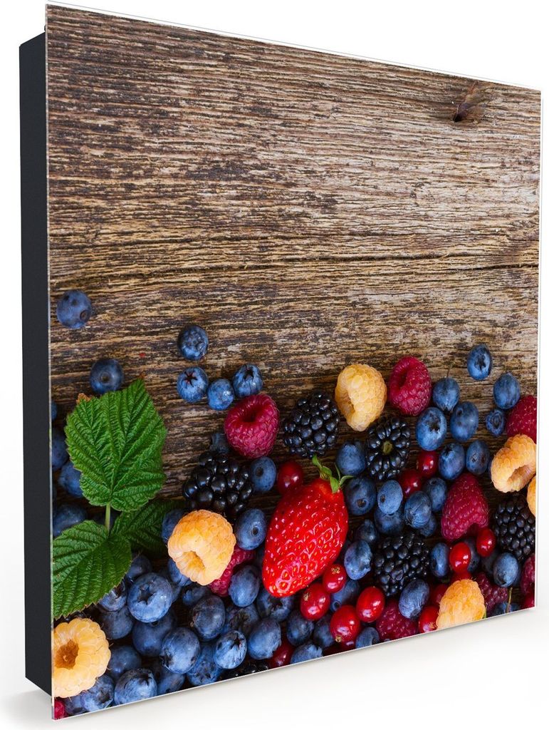 Nachbildung-Schlüsselkasten, Magnetpinnwand und Memoboard mit Glasfront Motiv Haufen von frischen Beeren