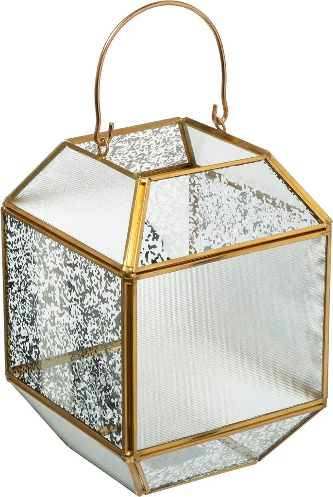 Lanterne en verre transparent 14 x 14 x 20 cm - Photophore décoration