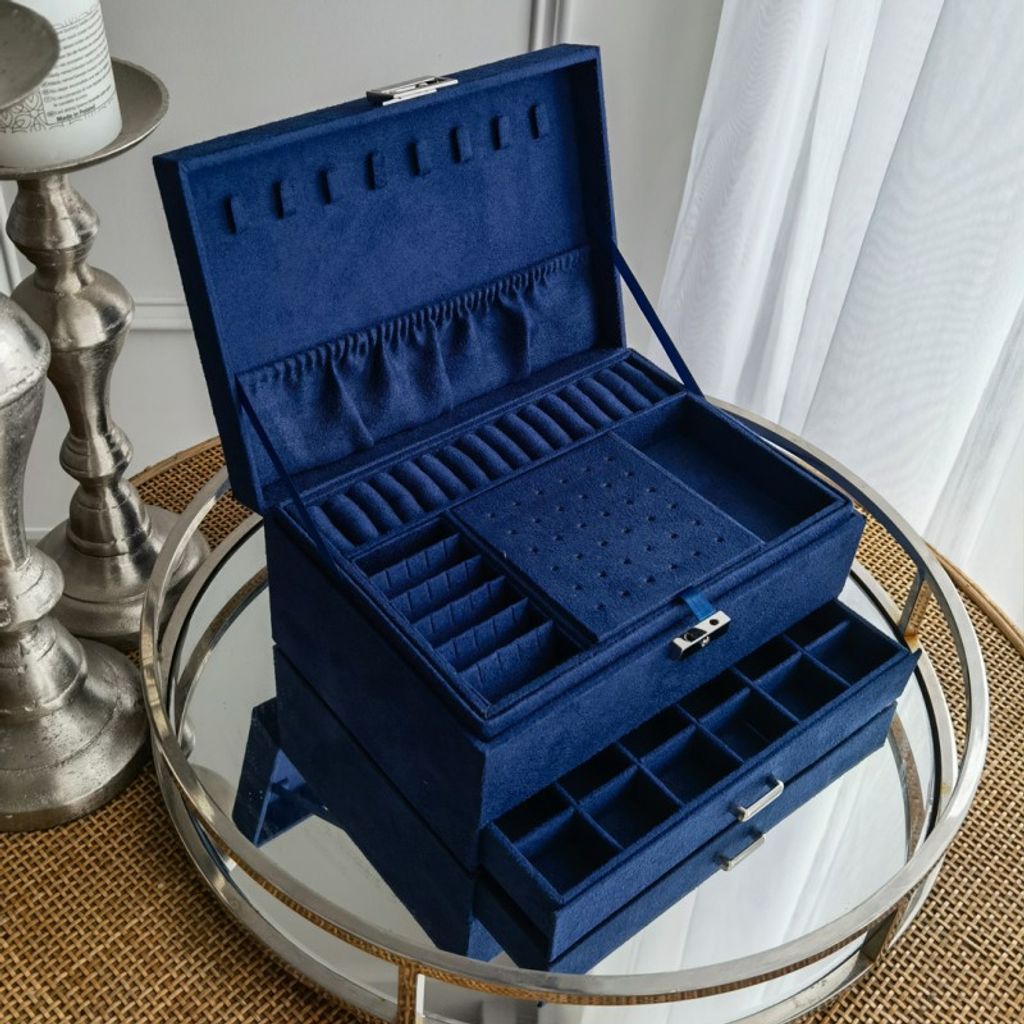 Schmuckkästchen (Velours) - marineblau 1St Produktbild 