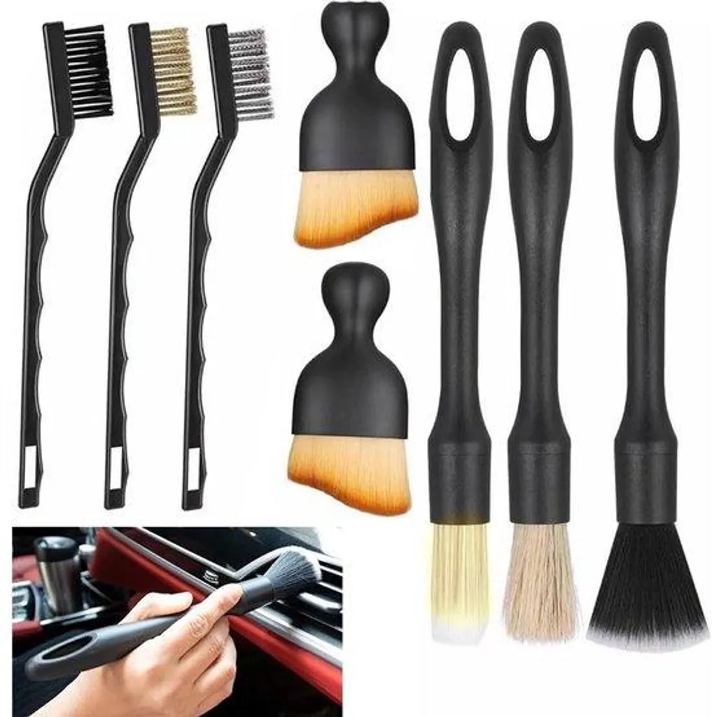 Brosses Souples Intérieur 8pcs : Dépoussiérage Délicat Alu et Tableau de Bord