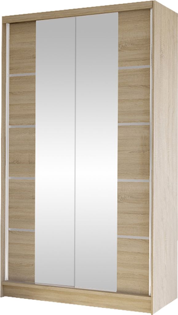 MIRJAN24 Schiebetürenschrank Diego V, Kleiderschrank, Stilvoll Schlafzimmer Garderobenschrank (Farbe: Sonoma Eiche)