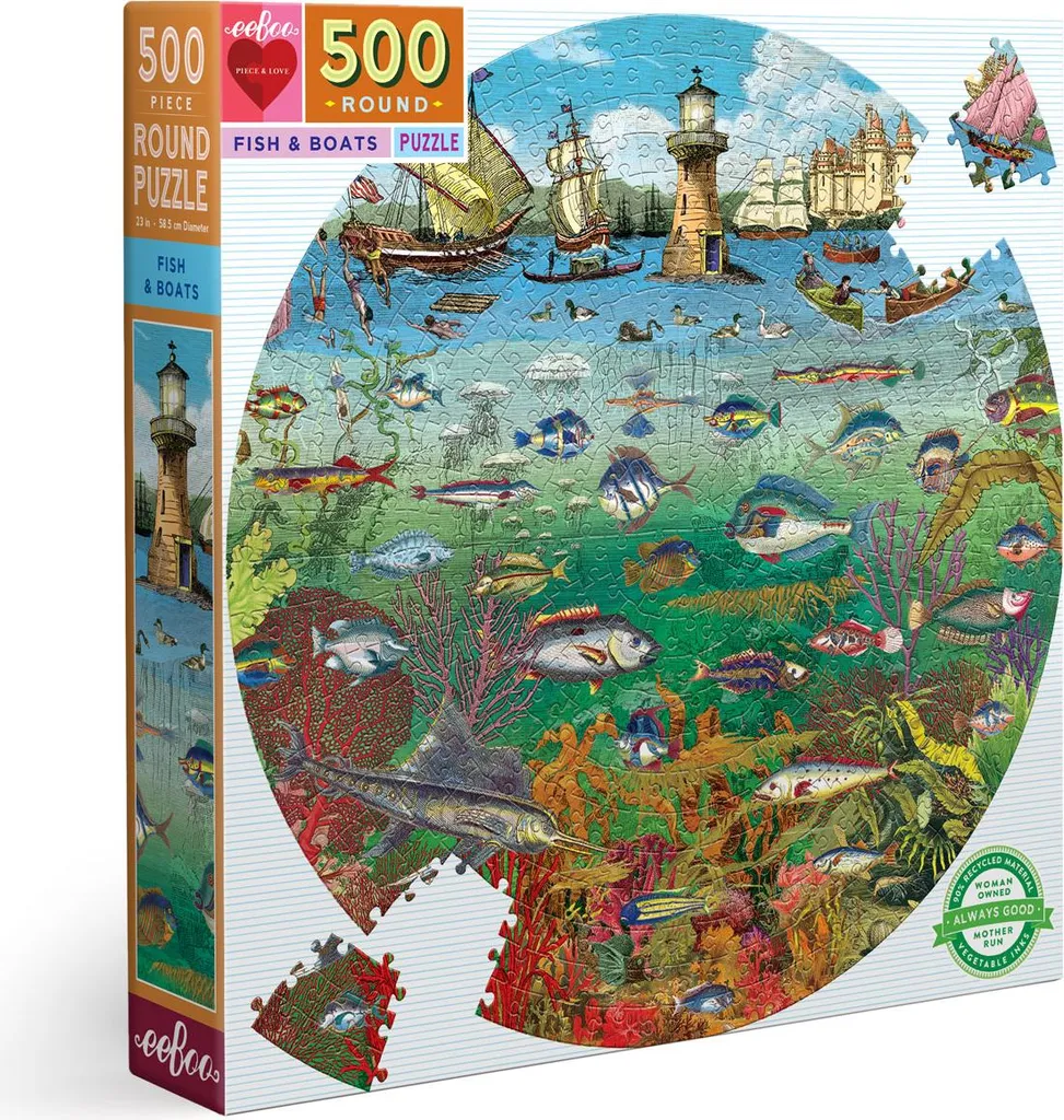 Puzzle 500 pièces eeBoo Poisson et Bateau : l'anti-stress idéal chez soi