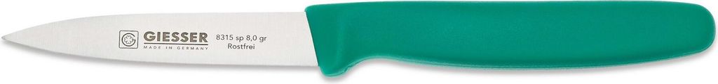 Giesser Messer Gemüsemesser Spickmesser Officemesser Klinge mittelspitz glatt - 8 cm, Grün