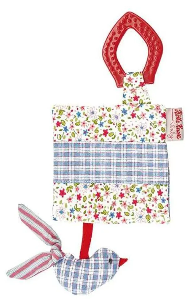 Doudou d'éveil chiffon à crépiter et anneau de dentition pour nourrisson