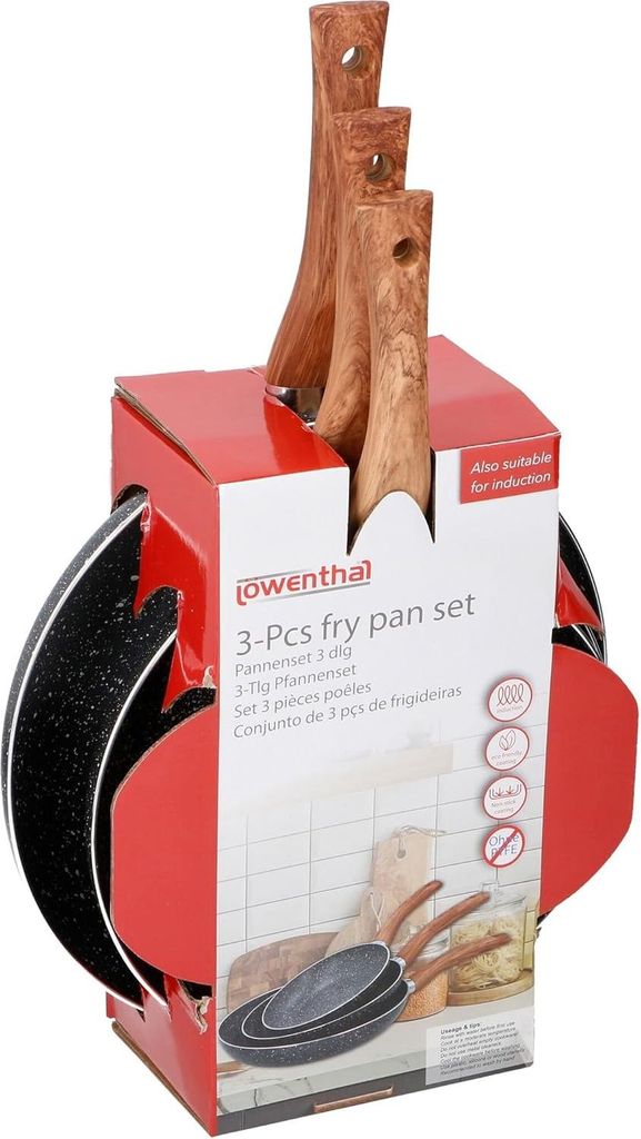 Keramische Bratpfannen Set - Antihaftbeschichtung - 3 Stück - Ø20, 24, 28cm - Induktionsfreundlich - Gussaluminium